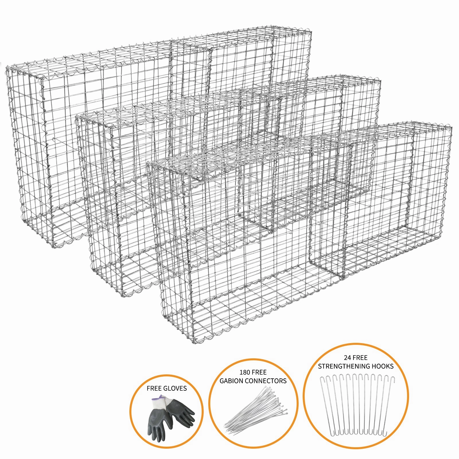 Gabion Baskets 100 x 95 x 30cm / 6 Pack
