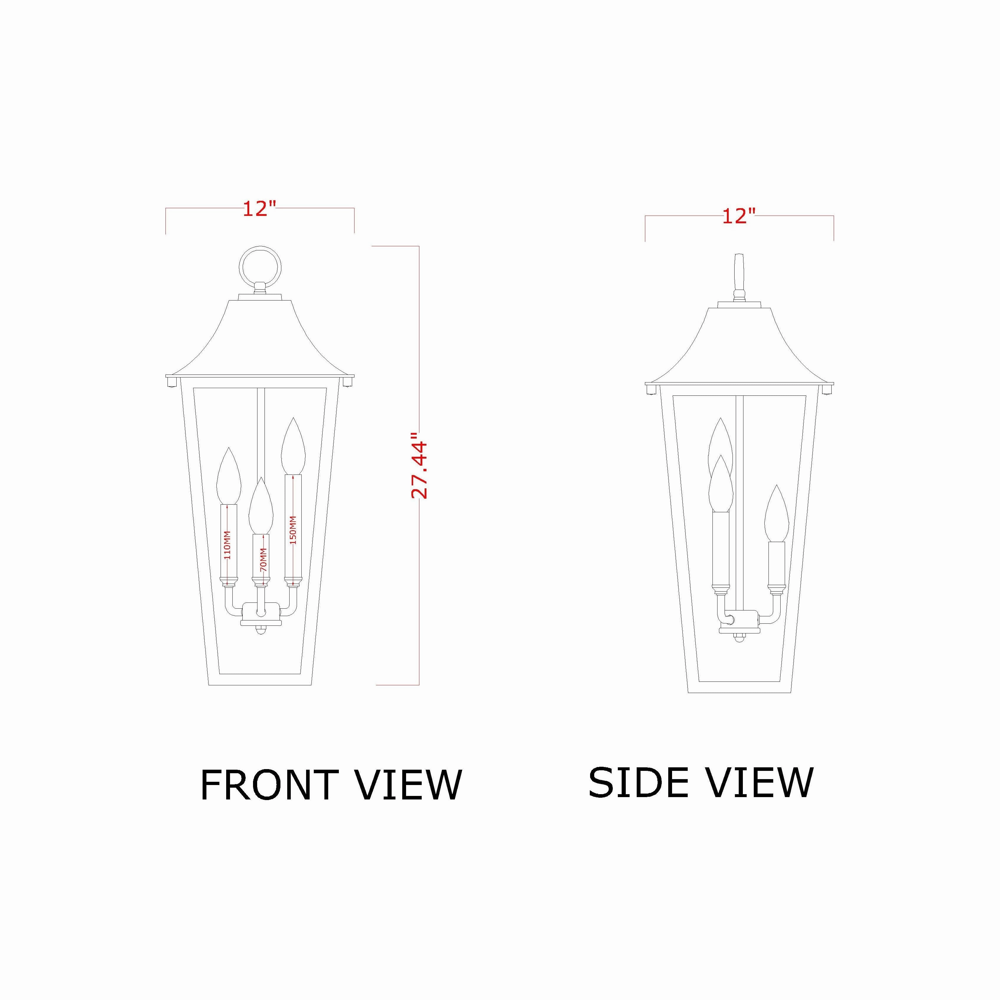 Gannon 3-Light Outdoor Chain Mount Ceiling Fixture