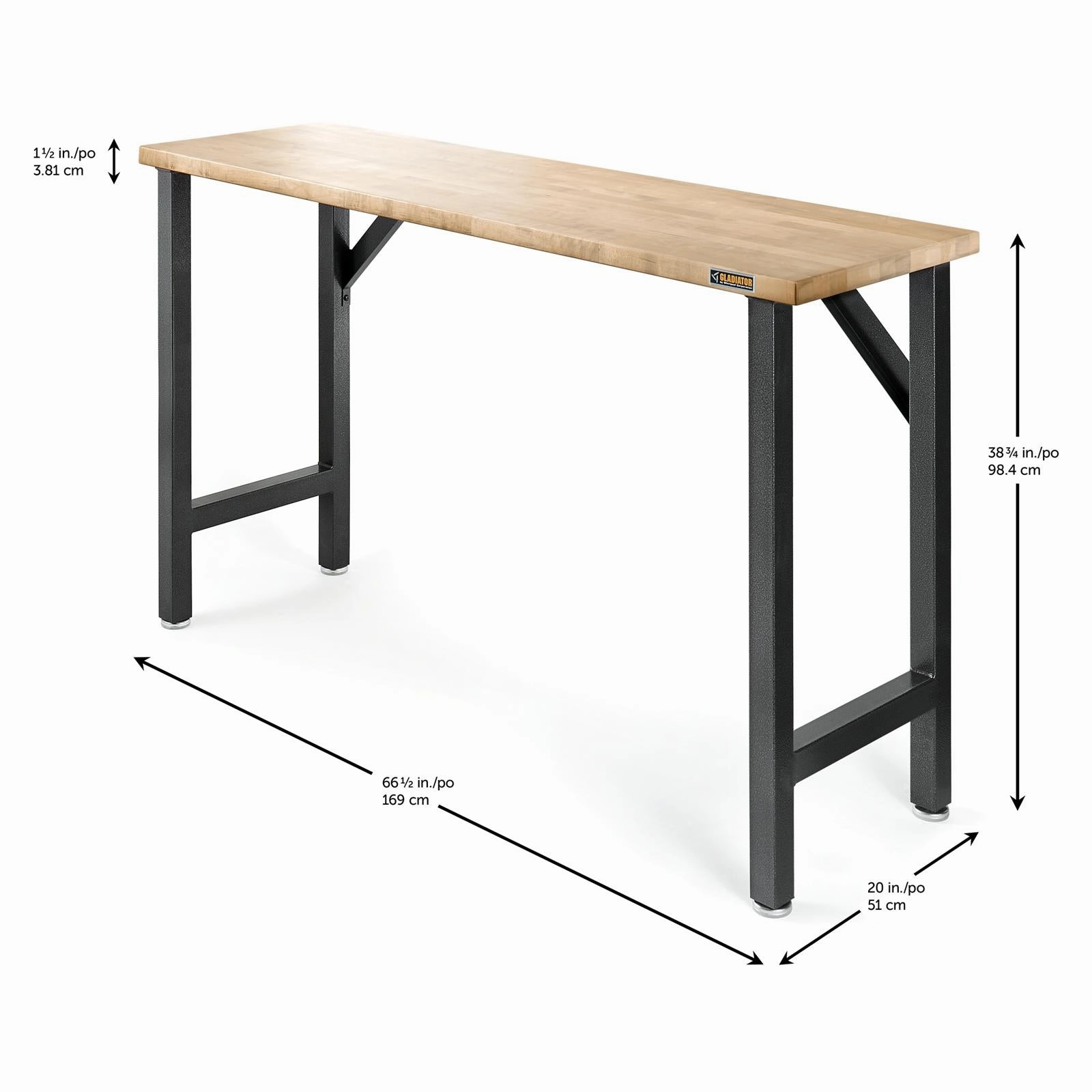 Gladiator Hammered Granite 66-1/2 Wide Hardwood Modular Workbench - GAWB66HWGG