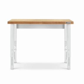 Gladiator Hammered White 4' Adjustable Height Hardwood Workbench - GAWB04HWJW large capacity outdoor storage box