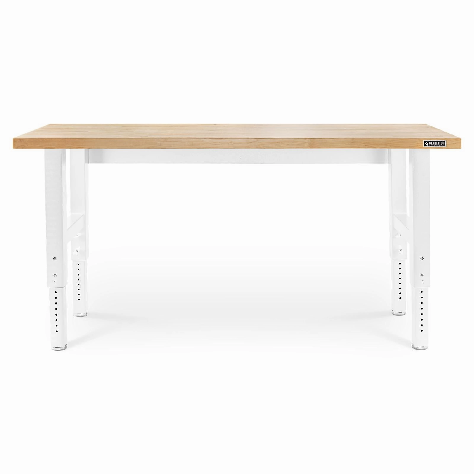 Gladiator Hammered White 6' Adjustable Height Hardwood Workbench - GAWB06HWGW large capacity outdoor storage box
