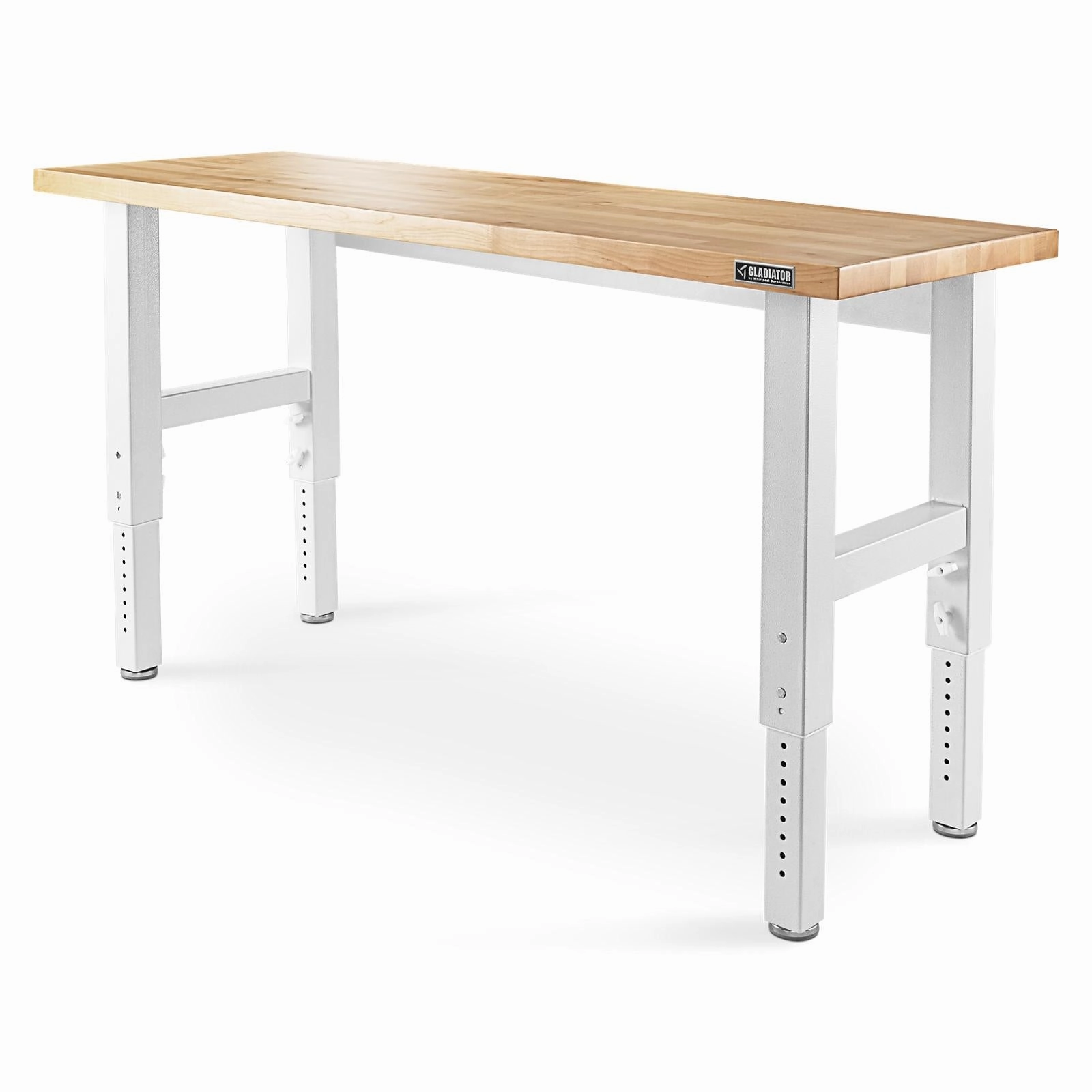 Gladiator Hammered White 6' Adjustable Height Hardwood Workbench - GAWB06HWGW