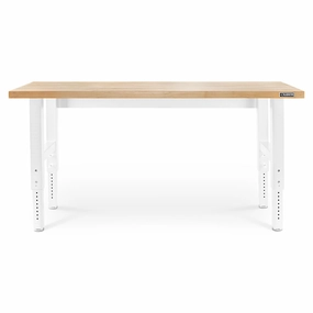 Gladiator Hammered White 6' Adjustable Height Hardwood Workbench - GAWB06HWGW large capacity outdoor storage box