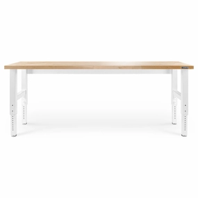Gladiator Hammered White 8' Adjustable Height Hardwood Workbench - GAWB08HWGW large capacity outdoor storage box