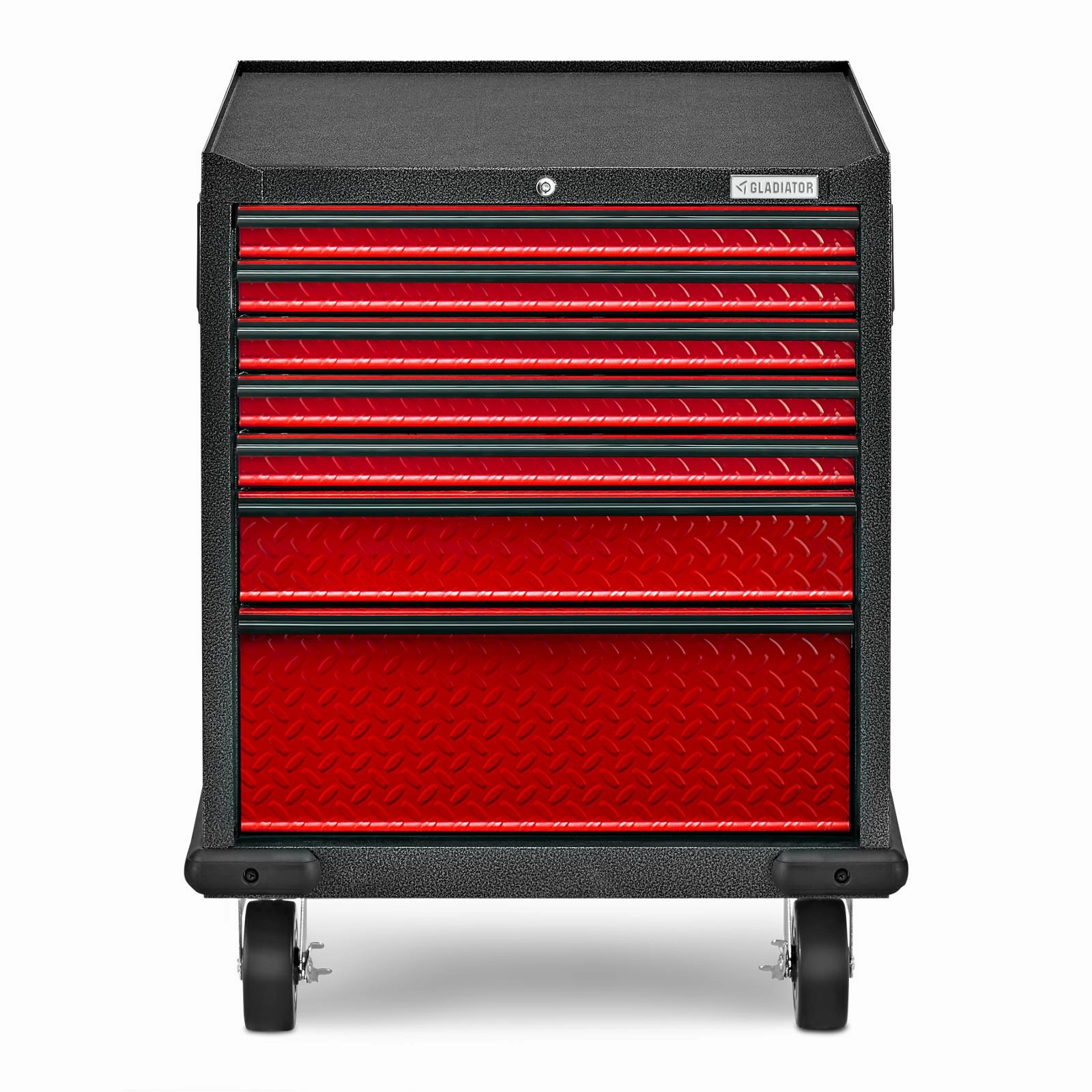 Gladiator Red Tread Premier Pre-Assembled 7 Drawer Modular Tool Storage Cabinet - GAGD277DKR large capacity outdoor storage box