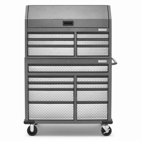 Gladiator Silver Tread Premier 41 inch 15-drawer Mobile Tool Chest Combo - GATC4115JG large capacity outdoor storage box
