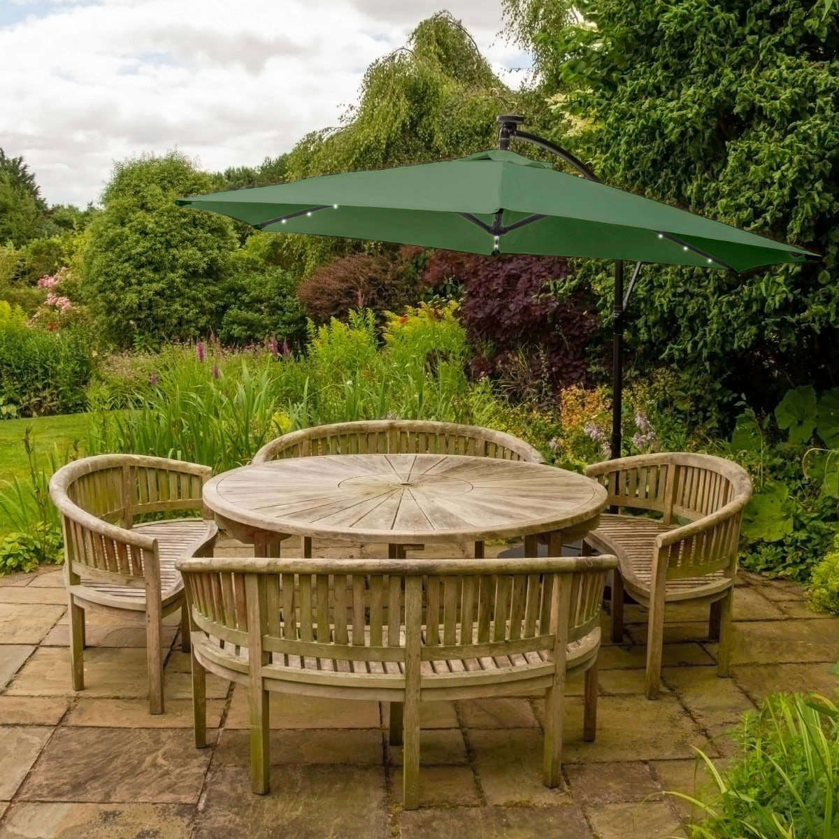 Green 3m LED Cantilever Parasol