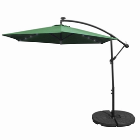 Green 3m LED Cantilever Parasol With Fan Base extra large ceramic garden planters