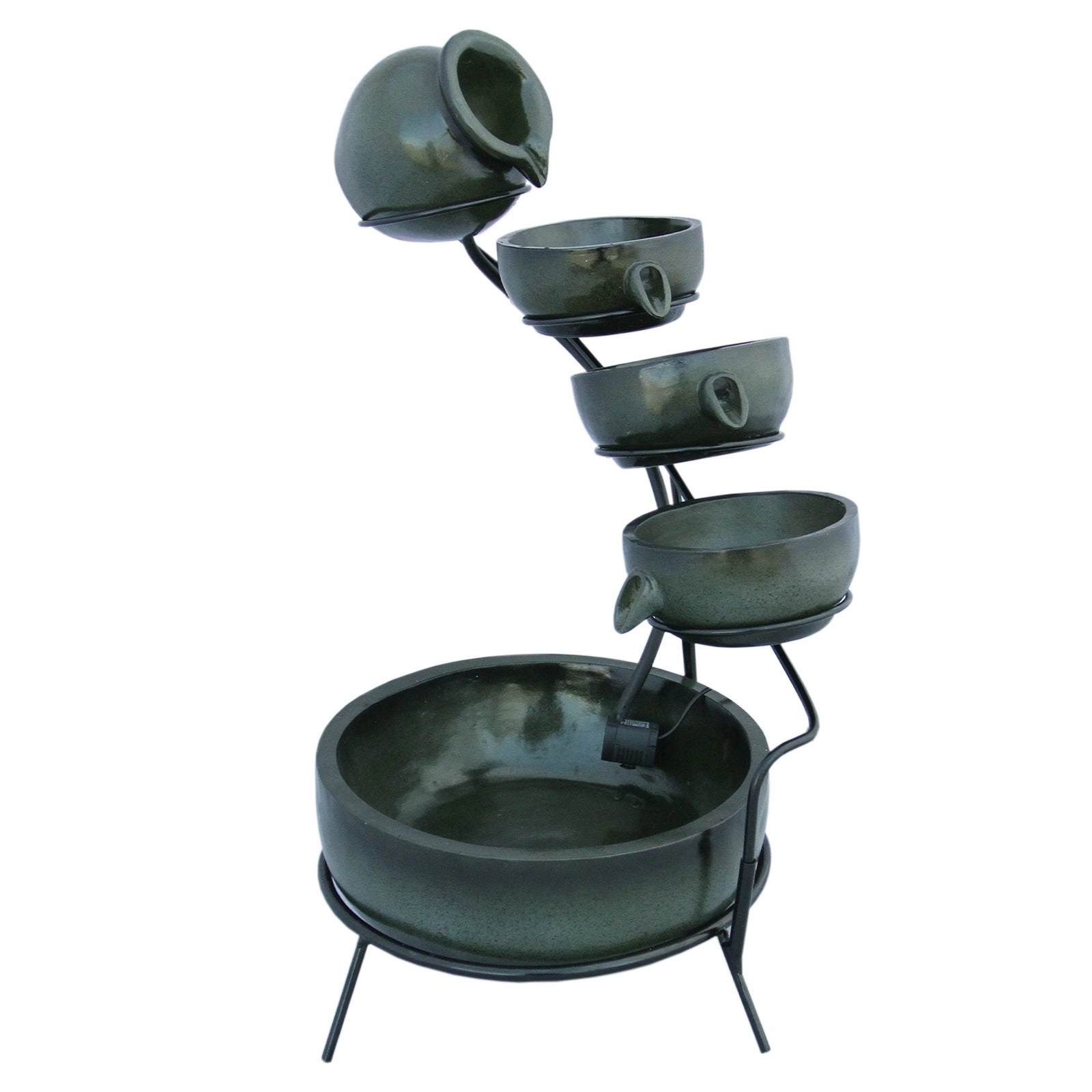 Green 4 Tier Spilling Bowls Water Feature