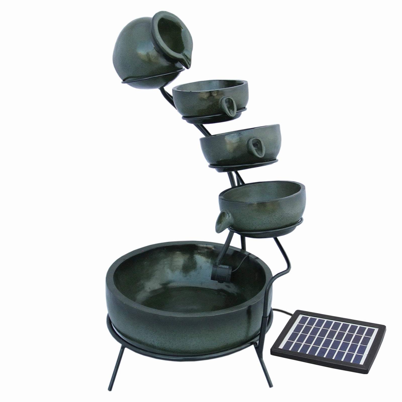 Green 4 Tier Spilling Bowls Water Feature extra large ceramic garden planters