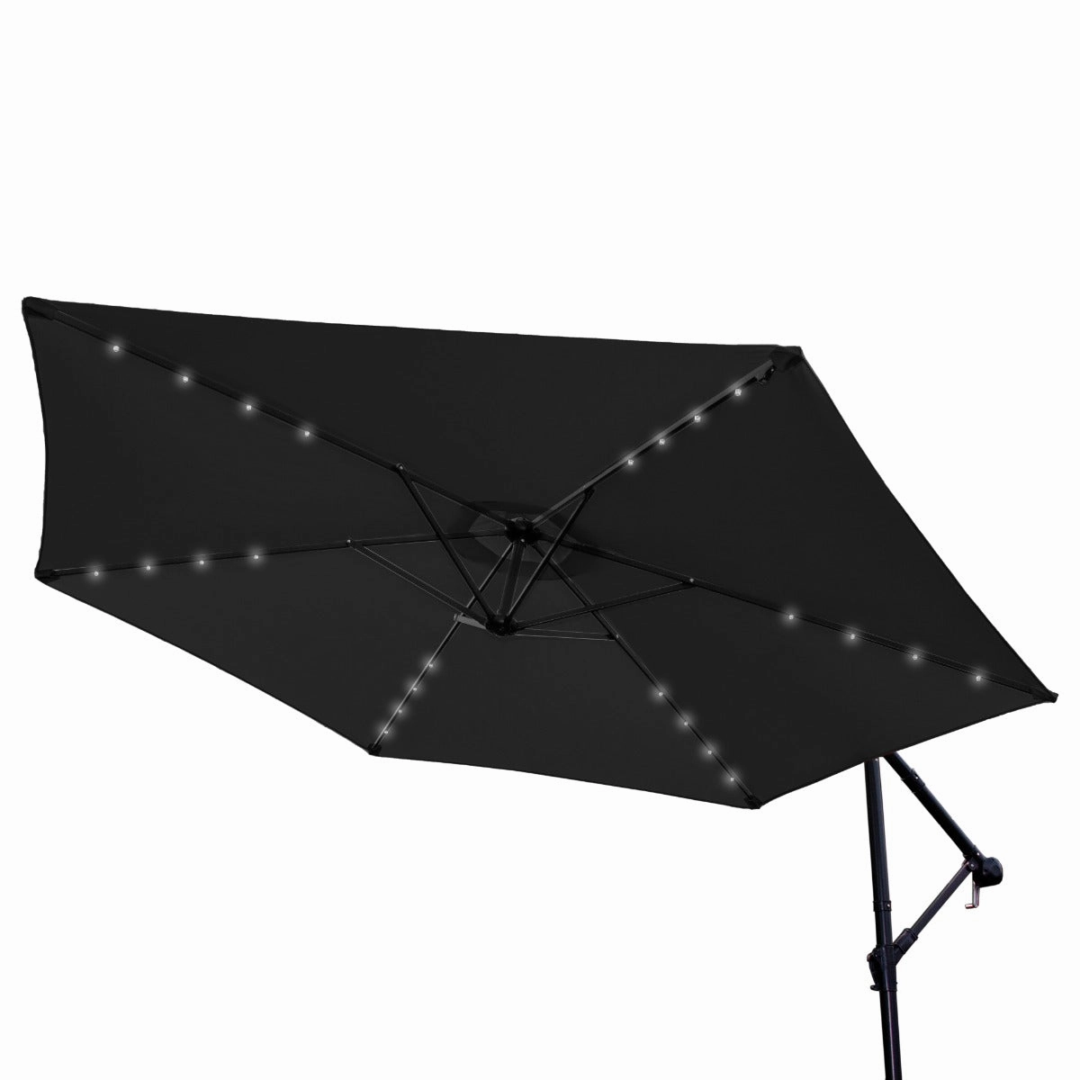 Grey 3m LED Cantilever Parasol With Fan Base
