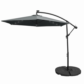 Grey 3m LED Cantilever Parasol With Fan Base extra large ceramic garden planters