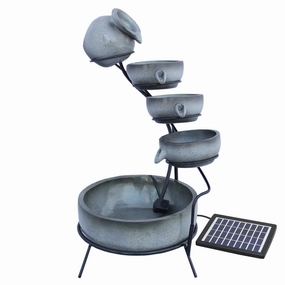Grey 4 Tier Spilling Bowls Water Feature extra large ceramic garden planters