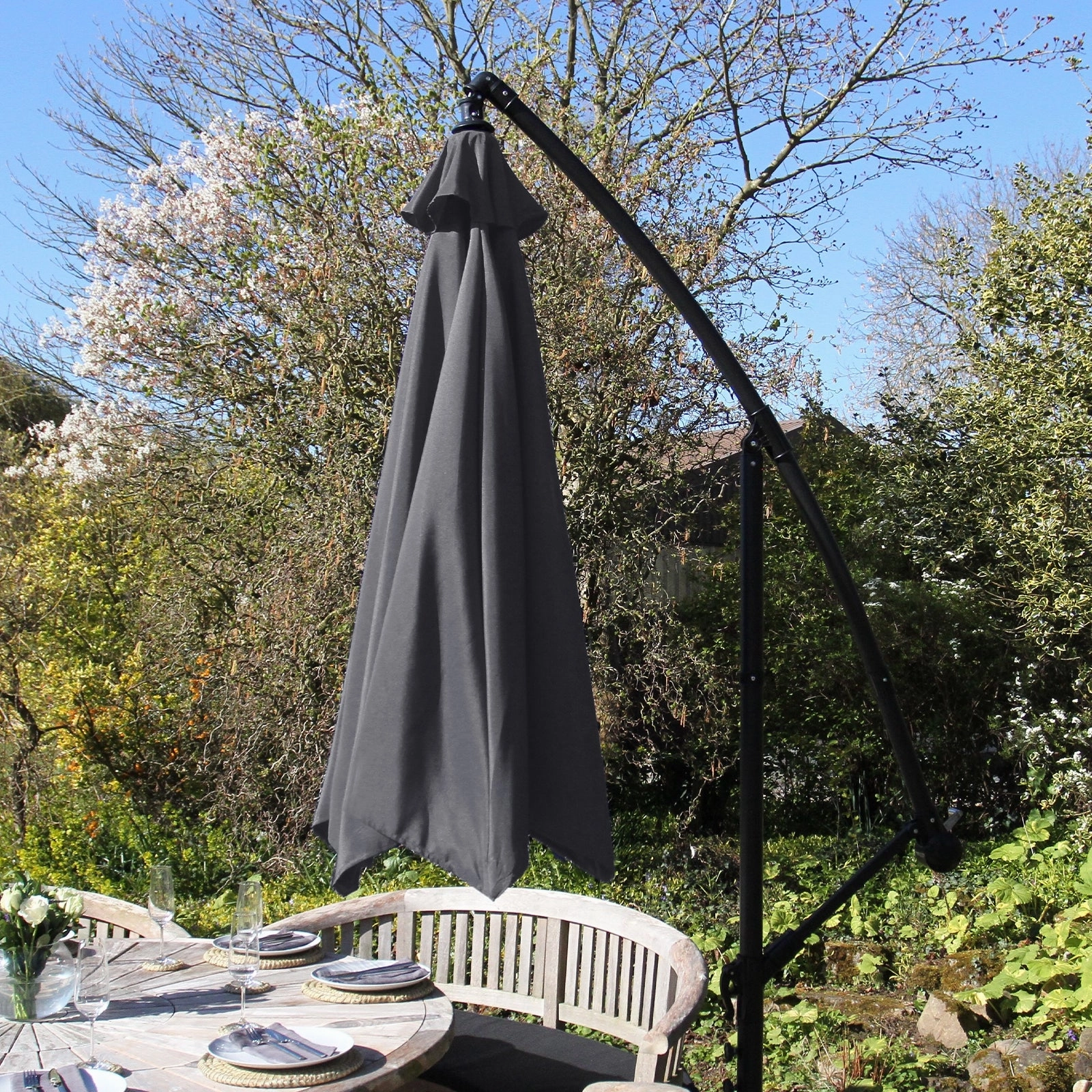 Grey Cantilever Parasol & Fan Base