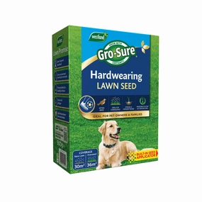 Gro-Sure Hardwearing Lawn Seed - 30m Coverage premium quality garden tool set with case