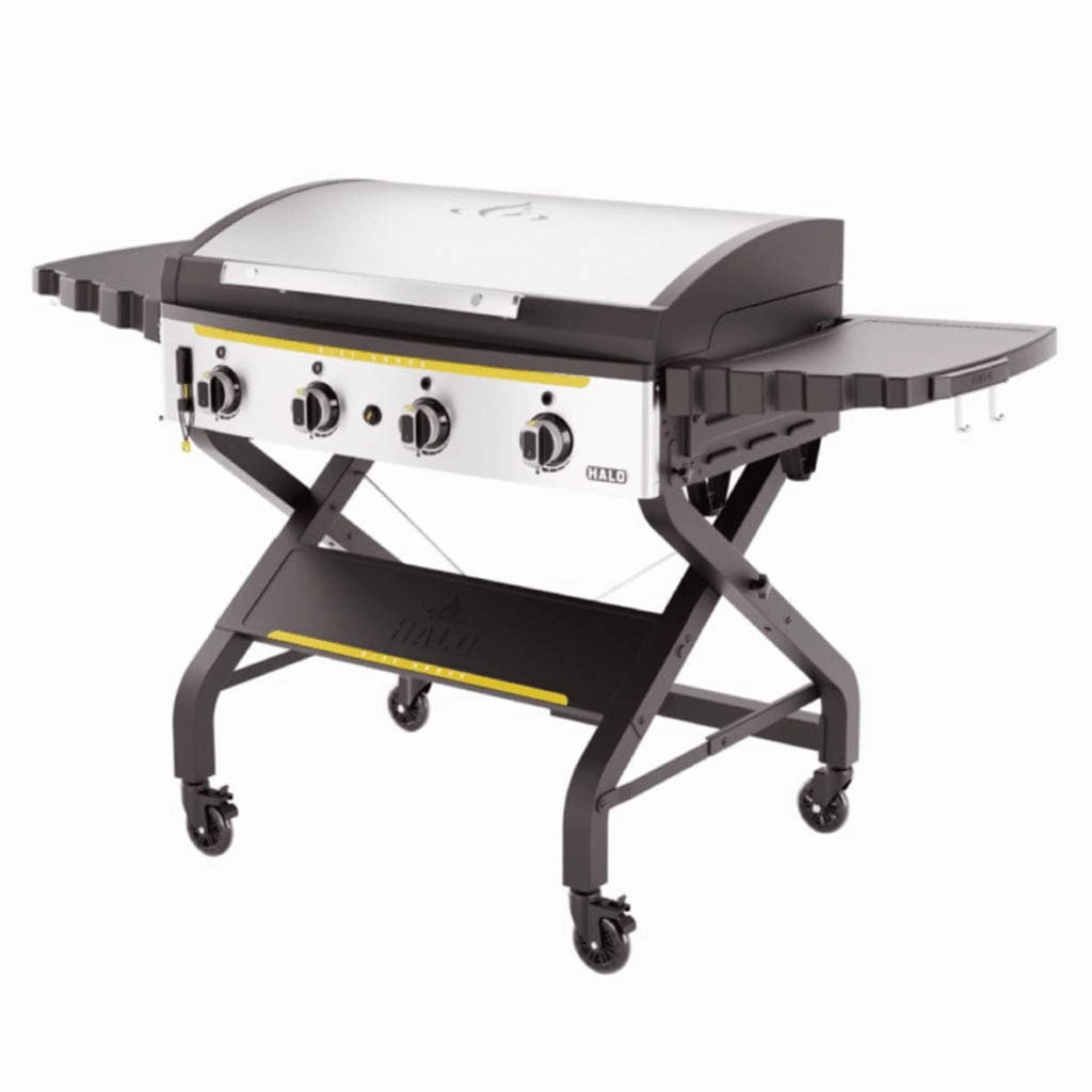 Halo Elite 4B Eight Zone 4 Burner Liquid Propane Freestanding Outdoor Gas Griddle HZ-1001-XNA heavy-duty flat top grilling station