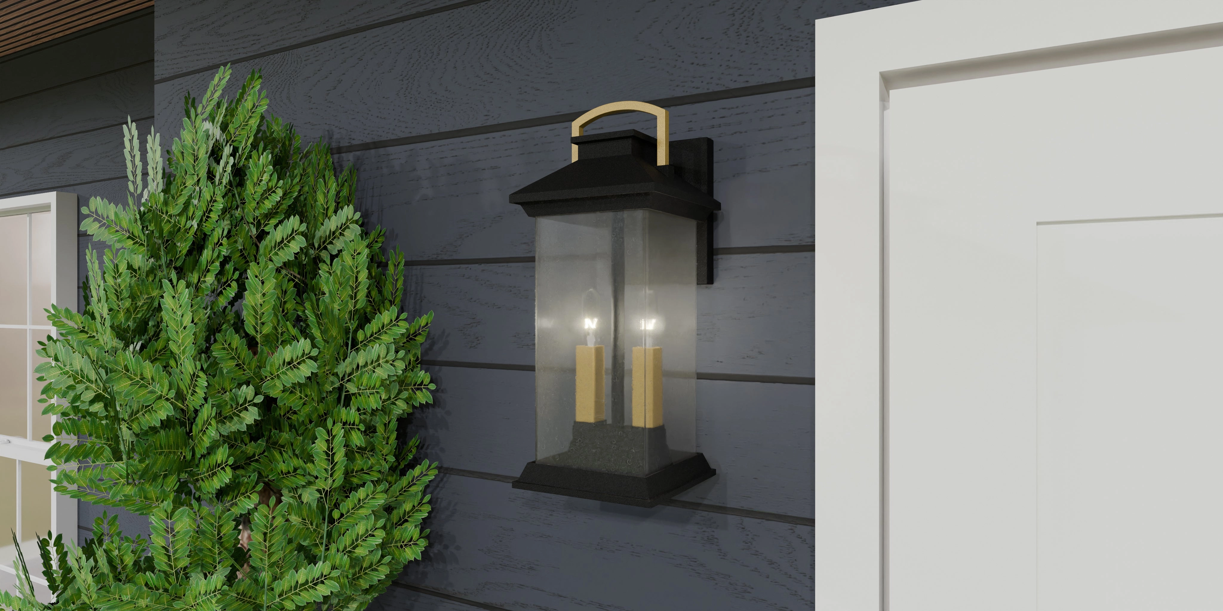Henderson Two Light Outdoor Wall Mount Earth Black