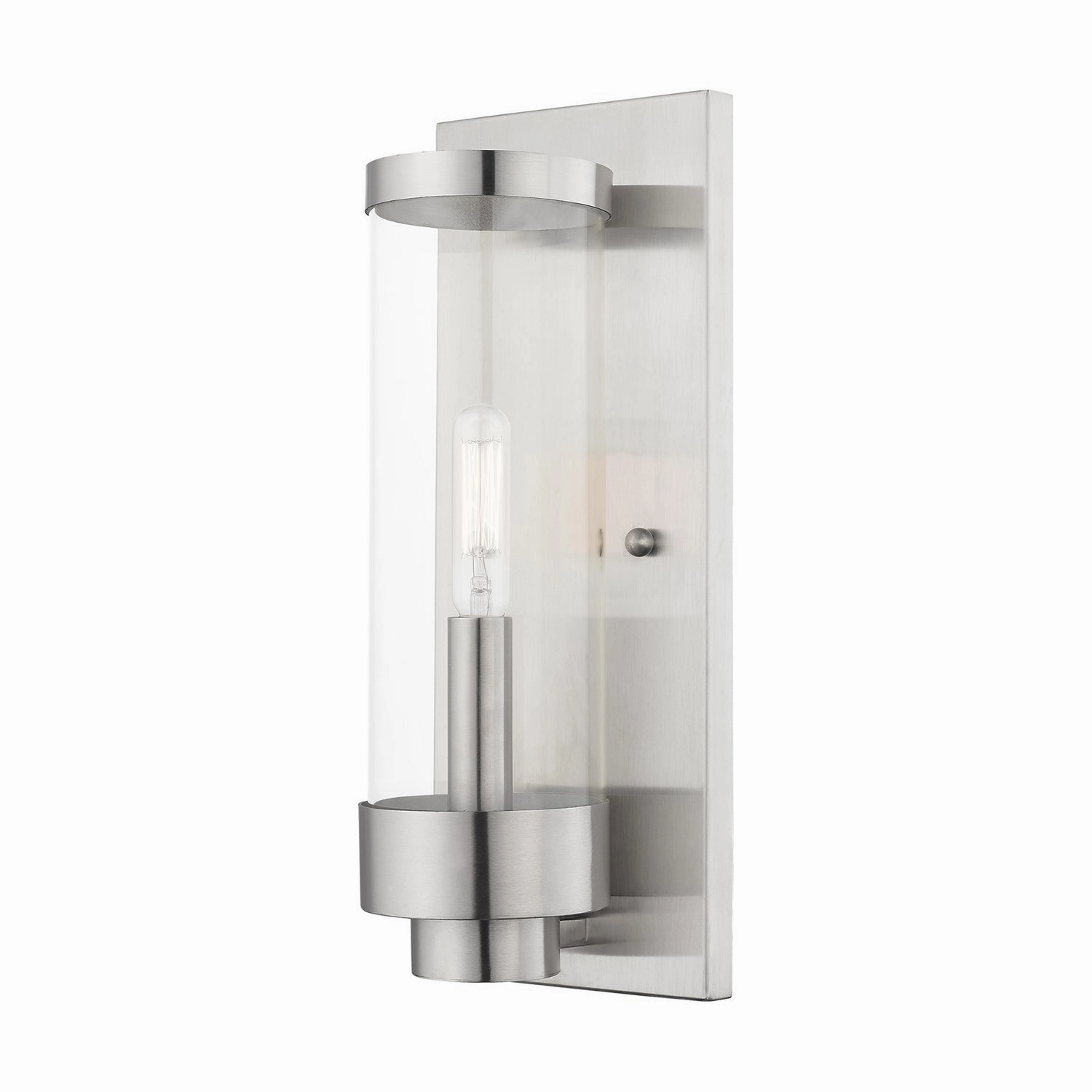 Hillcrest One Light Outdoor Wall Lantern Brushed NickelOutdoor wall sconces with motion sensor