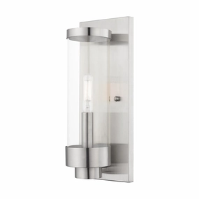 Hillcrest One Light Outdoor Wall Lantern Brushed NickelOutdoor wall sconces with motion sensor