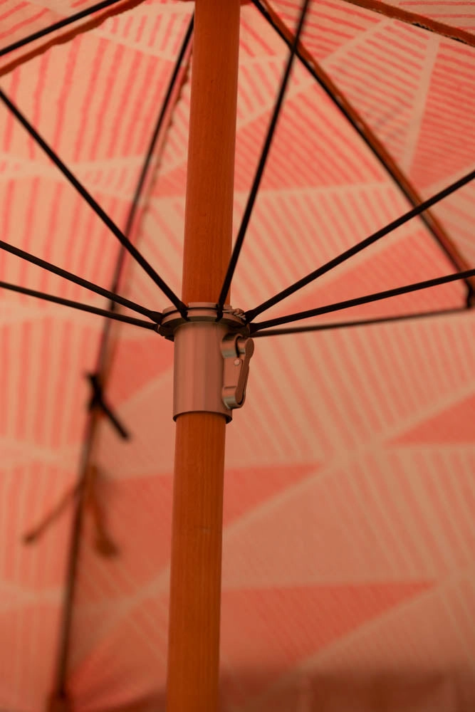 HKliving Pink Linear Parasol with Mustard Fringe