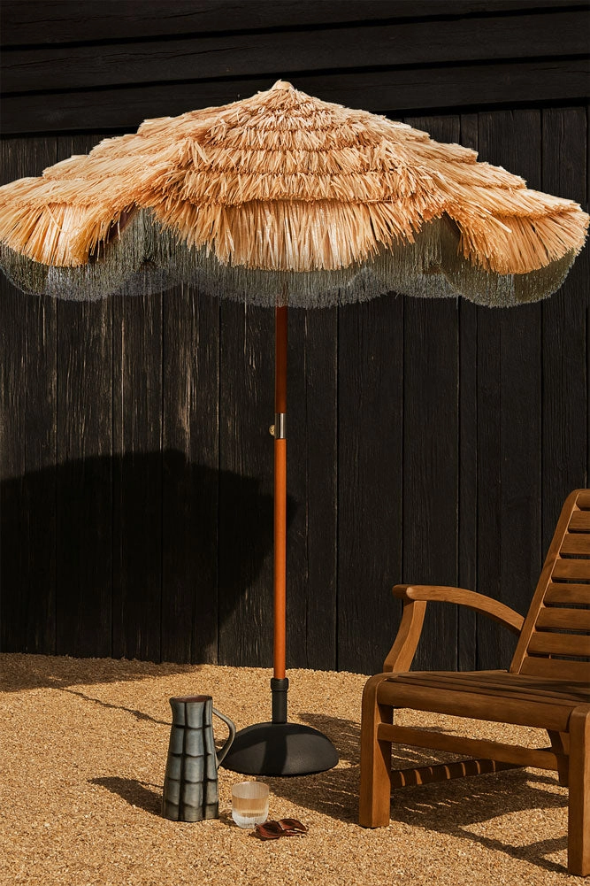 HKLiving Raffia Fringed Garden Parasoloutdoor garden decorative ornaments