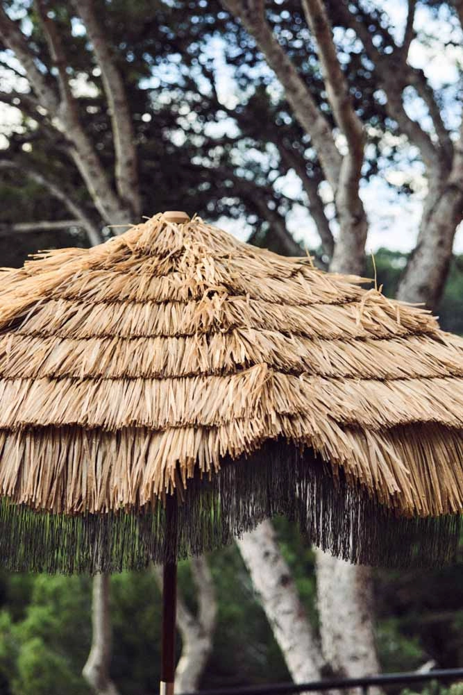 HKLiving Raffia Fringed Garden Parasol