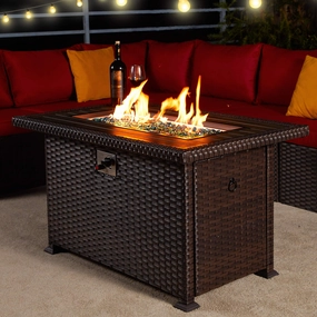 Homrest 44" Propane Gas Fire Pit Table 50000 BTU Auto-Ignition w/ Waterproof Cover, Brownoutdoor patio furniture set