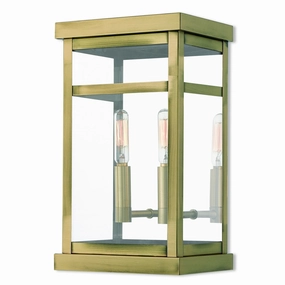 Hopewell Two Light Outdoor Wall Lantern Antique Brass w/ Polished Chrome Stainless SteelOutdoor wall sconces with motion sensor