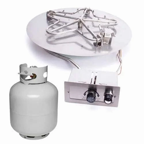 HPC Fire 18" Round Flat Push Button Ignition Small Tank Fire Pit Insertportable outdoor fire pit with lid