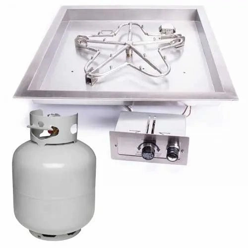 HPC Fire 18" Square Bowl Fire Pit Insert FPPK18-SQBL-FLEX-LP-ST