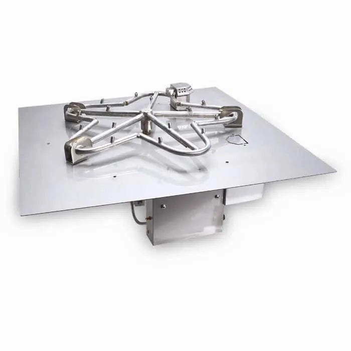 HPC Fire 18" Square Flat Pan Hi/Lo Electric Ignition Gas Fire Pit Insert 120VAC