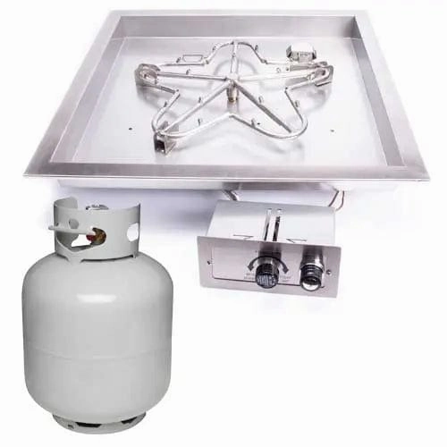 HPC Fire 24" Square Bowl Fire Pit Insert FPPK24-SQBL-FLEX-LP-ST