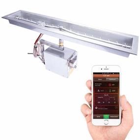 HPC Fire 24" Torpedo Linear Trough Electronic Ignition HI-LO Fire Pit Insertportable outdoor fire pit with lid