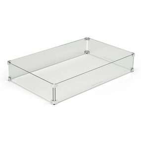 HPC Fire 31x19-Inch Fire Pit Glass Wind Guard Rectangle WG31X19-RECTFireproof mat for under fire pit