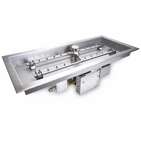 HPC Fire 36"x14" Rectangle H-Burner Bowl Pan Electronic Ignition Fire Pit Insertportable outdoor fire pit with lid