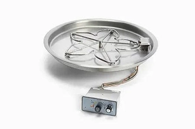 HPC Fire 37" Round Bowl Pan Push Button Ignition Fire Pit Insertportable outdoor fire pit with lid