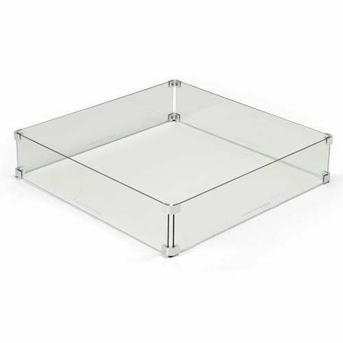 HPC Fire 43-Inch Fire Pit Glass Wind Guard Square WG43-SQFireproof mat for under fire pit