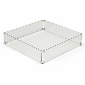 HPC Fire 43-Inch Fire Pit Glass Wind Guard Square WG43-SQFireproof mat for under fire pit