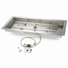 HPC Fire 54"x16" Rectangle H-Burner Bowl Pan Electronic Ignition Fire Pit Insertportable outdoor fire pit with lid
