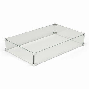 HPC Fire 61x23 Inch Fire Pit Glass Wind Guard Rectangle WG61X23-RECTFireproof mat for under fire pit
