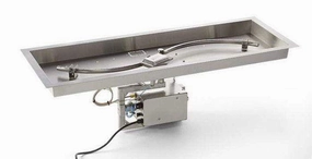 HPC Fire 66"x16" Rectangle S-Burner Bowl Pan Electronic Ignition Fire Pit Insertportable outdoor fire pit with lid