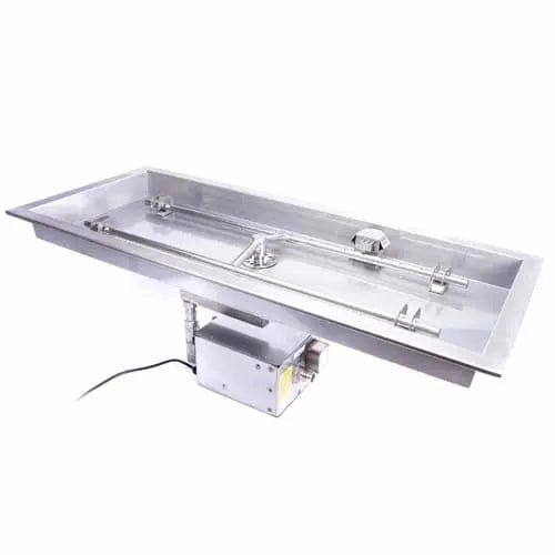 HPC Fire 90"x16" Rectangle H-Burner Bowl Pan Electronic Ignition Fire Pit Insertportable outdoor fire pit with lid