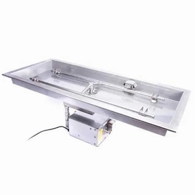 HPC Fire 90"x16" Rectangle H-Burner Bowl Pan Electronic Ignition Fire Pit Insertportable outdoor fire pit with lid