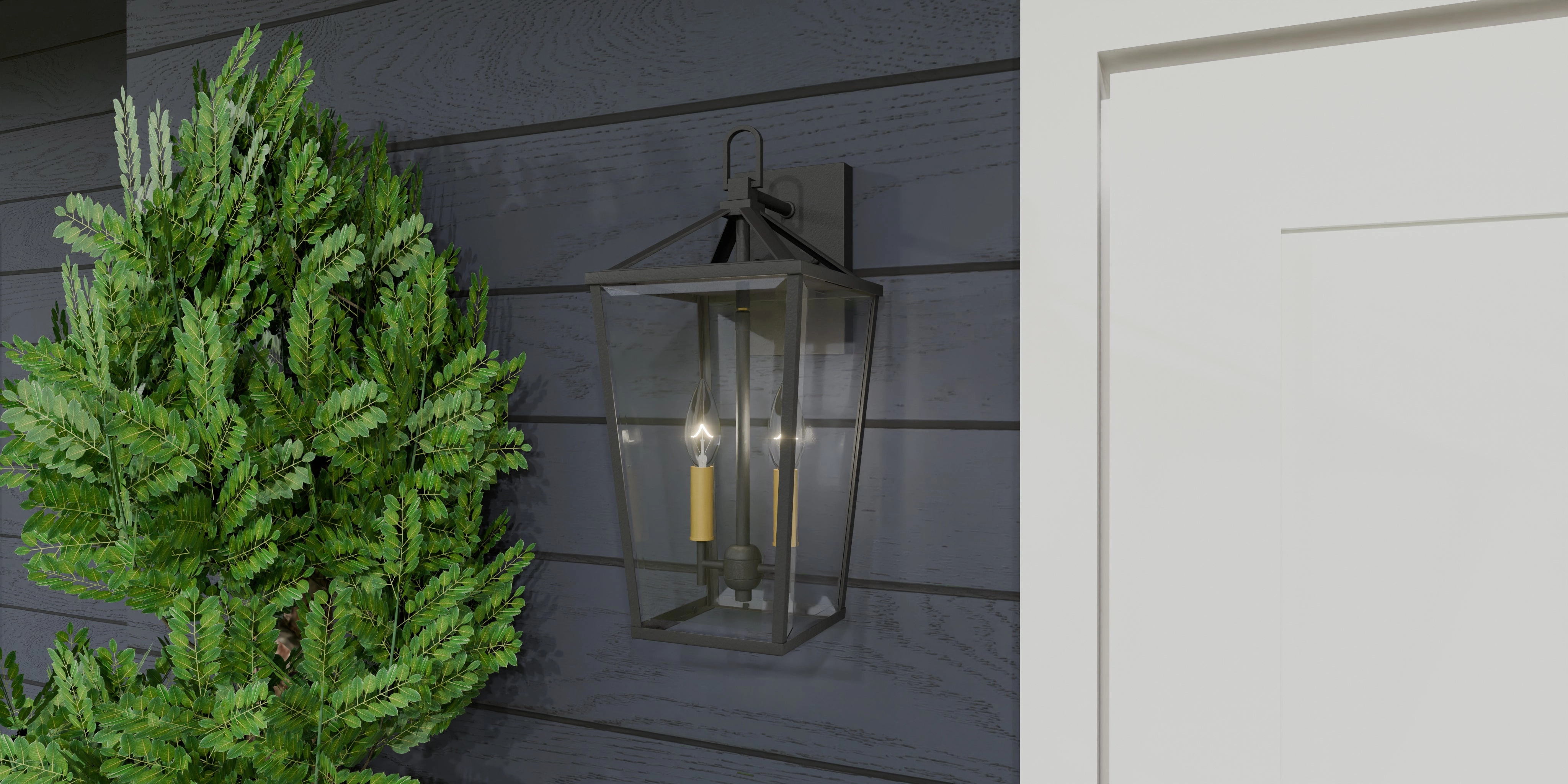 Hull Two Light Outdoor Wall Mount Matte Black