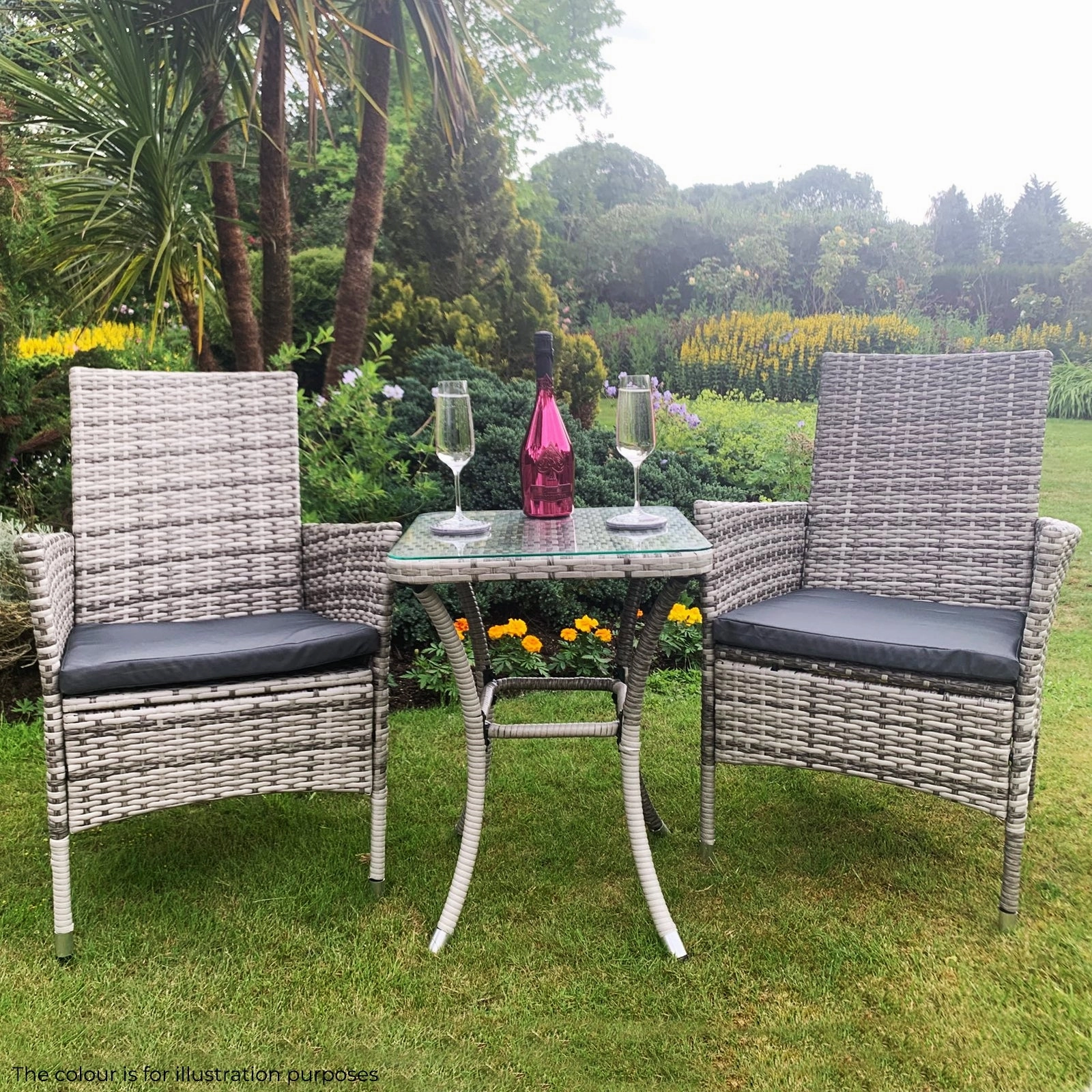 Jard Rattan Bistro Set Grey