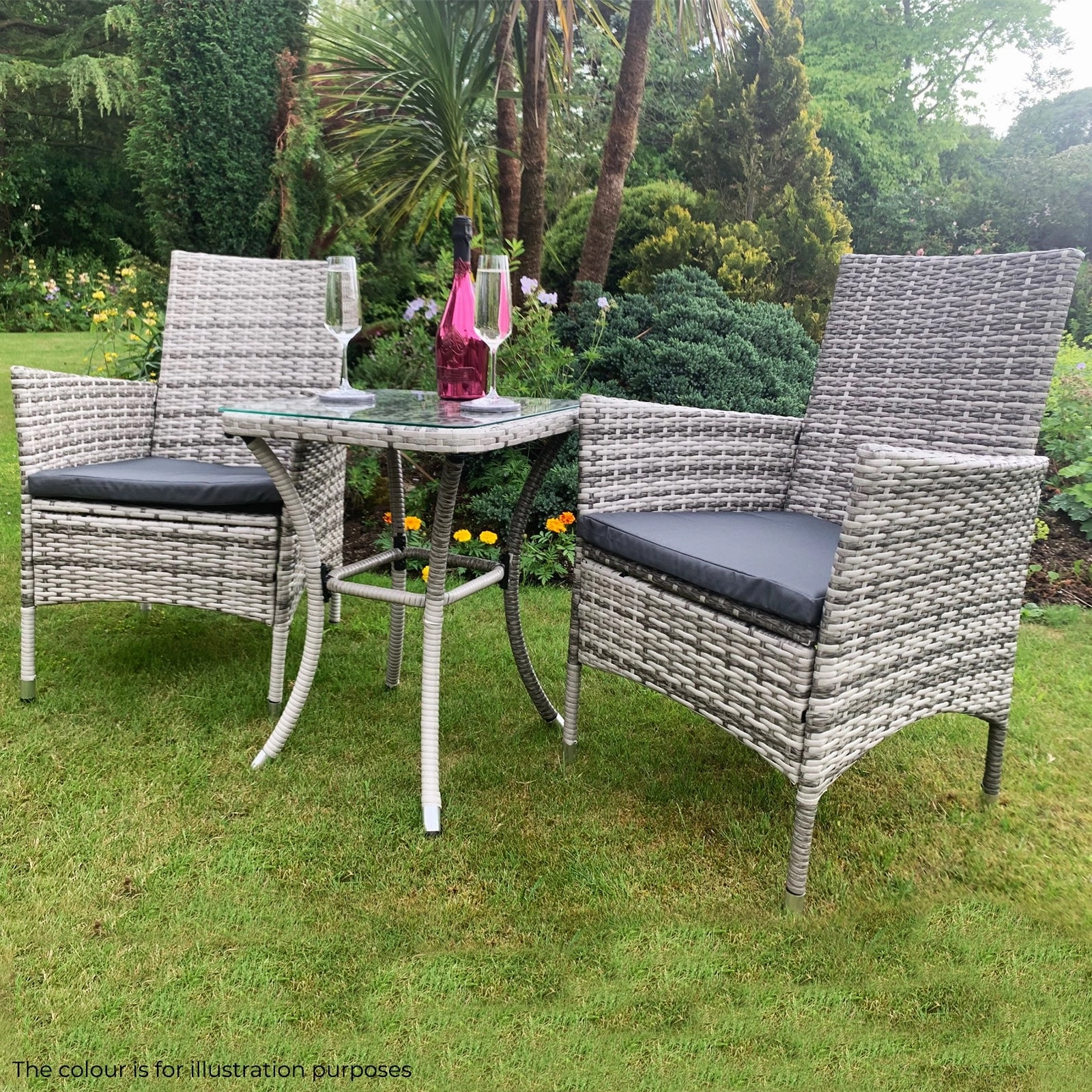 Jard Rattan Bistro Set Grey