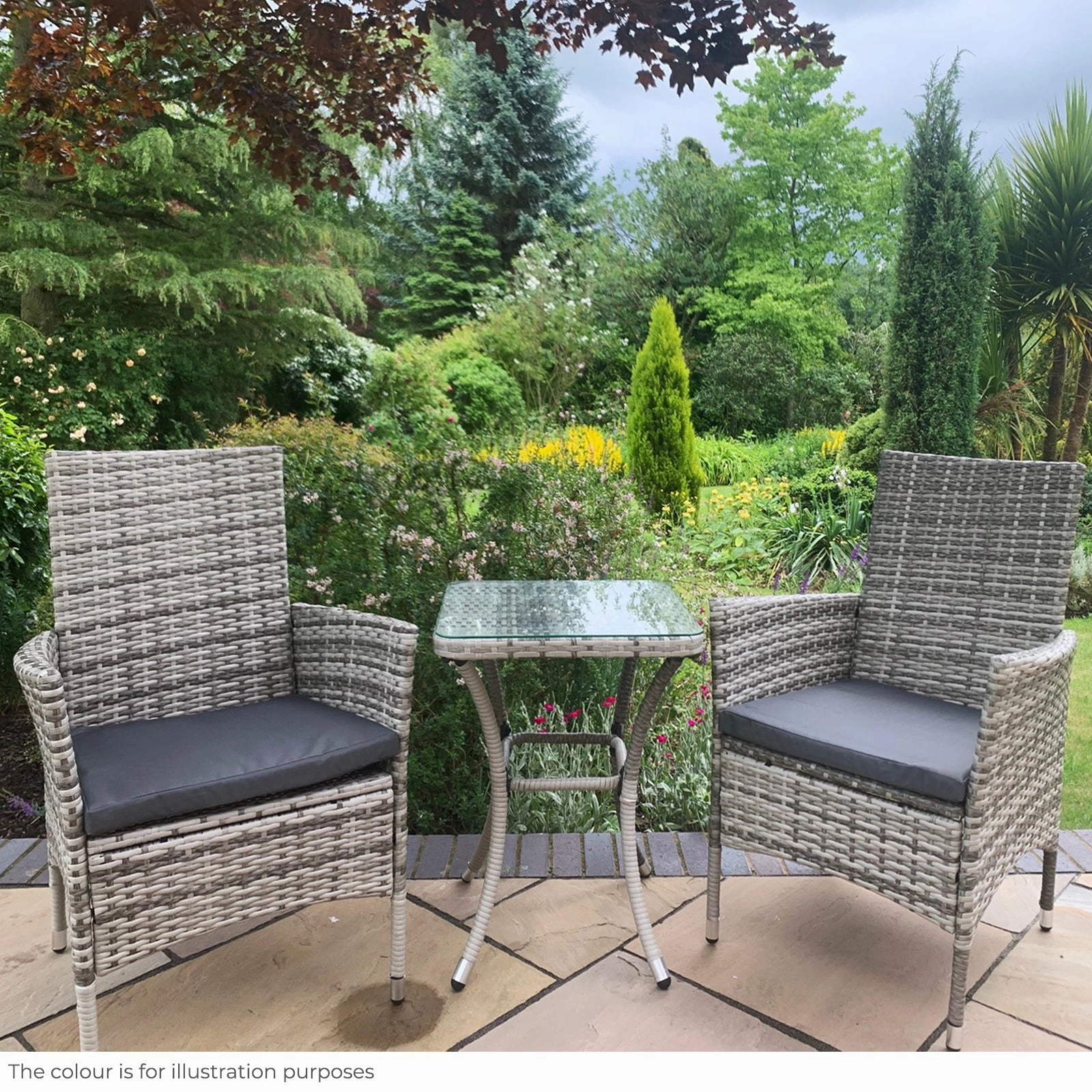 Jard Rattan Bistro Set Grey