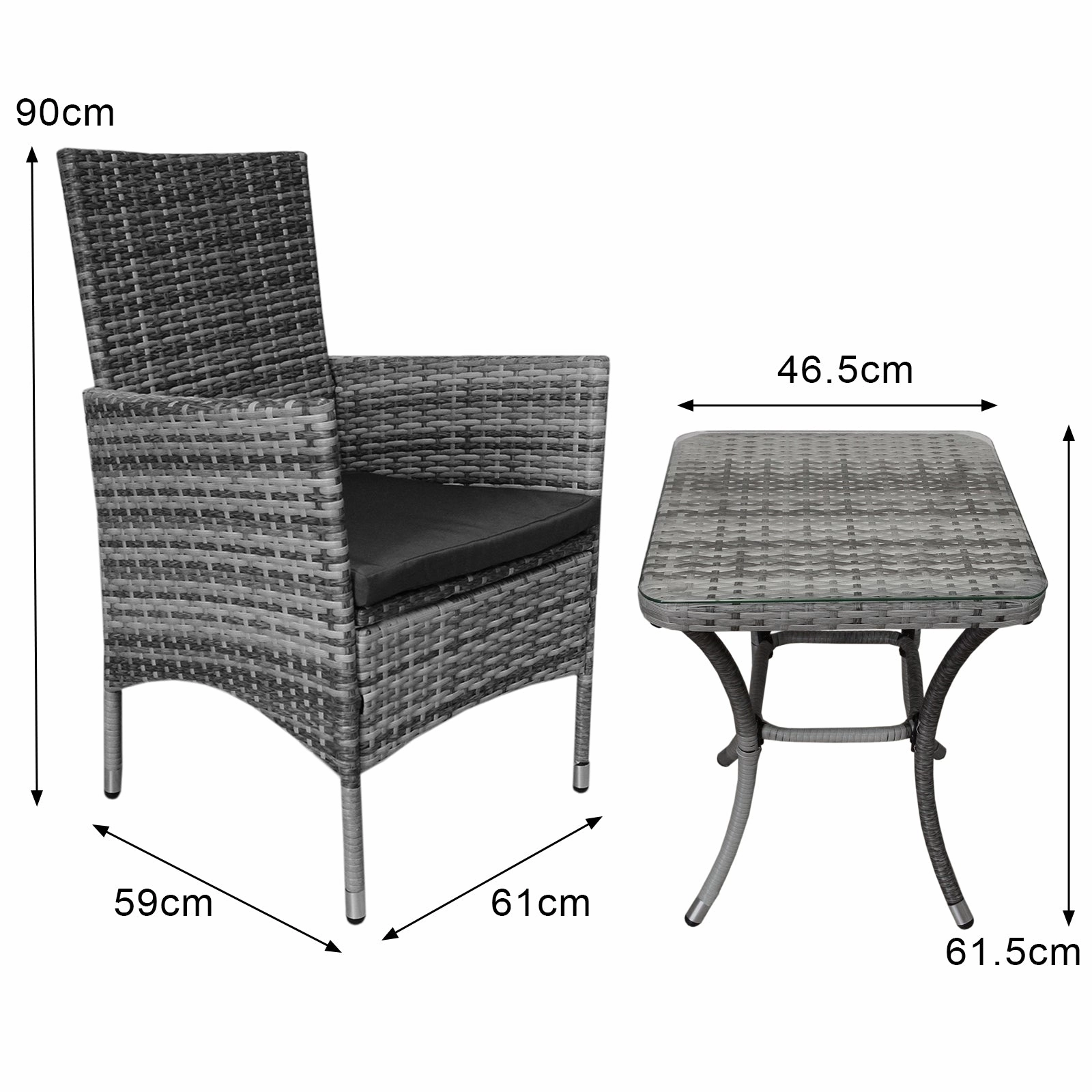 Jard Rattan Bistro Set Grey