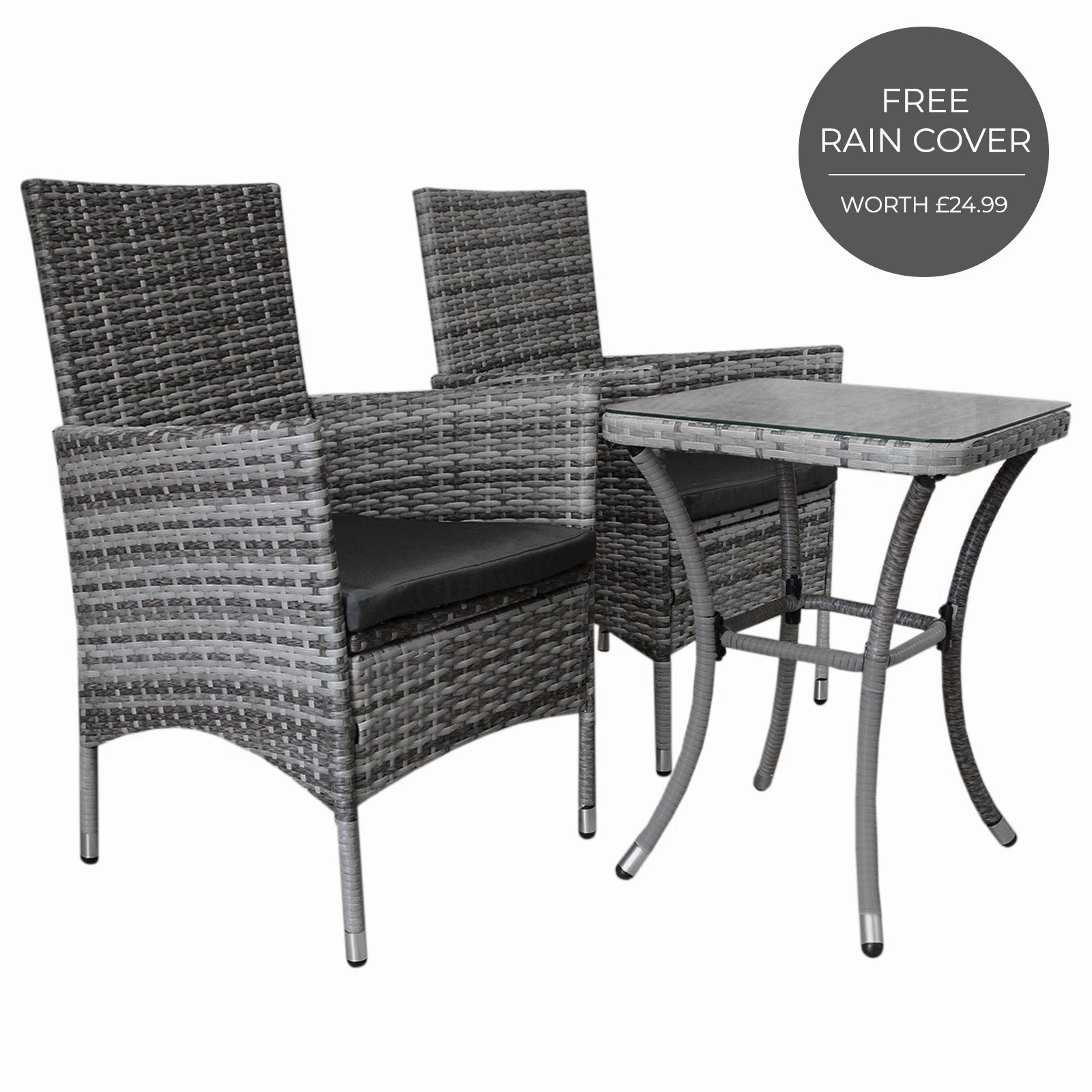 Jard Rattan Bistro Set Grey