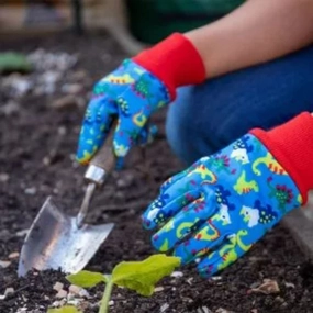 Kids Gardening Gloves Dinosaur Blue premium quality garden tool set with case